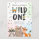 Search for wild one woodland birthday invitations Boy