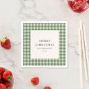 Search for green and white checkered napkins Merry christmas