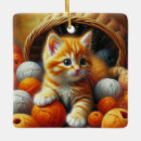 Search for orange and white cat christmas tree decorations Kitten
