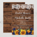 Search for rustic sunflower bridal shower invitations Navy blue
