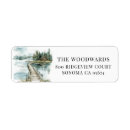 Search for mountain cabin return address labels Pine trees
