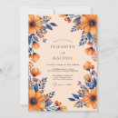 Search for navy blue orange wedding invitations Watercolor