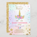 Search for magical unicorn baby shower invitations Pink and gold