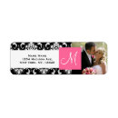 Search for damask wedding return address labels Black
