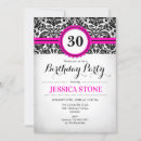 Search for hot pink black white invitations Damask