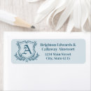 Search for monogram floral return address labels Blue