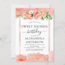 Search for coral sweet 16 invitations Floral
