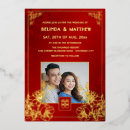 Search for double heart wedding invitations Red and gold