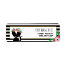 Search for black and white flowers return address labels Boho