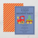 Search for train 2nd birthday invitations Blue
