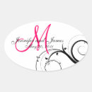 Search for monogram oval wedding stickers Groom