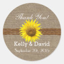 Search for sunflower on burlap wedding stickers Thank you