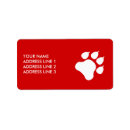 Search for dog paw print return address labels Red