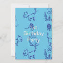 Search for kitty 1st birthday invitations Blue