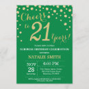 Search for green 21st birthday invitations Green and gold