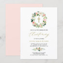 Search for peach christening invitations Floral wreath