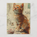 Search for kitten with yarn postcards Cat