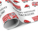 Search for fire trucks wrapping paper Red