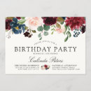 Search for burgundy floral birthday invitations Red