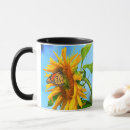Search for butterfly on sunflower mugs Nature