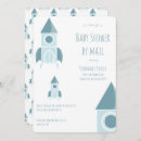 Search for rocket ship baby shower invitations Blue