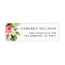 Search for tropical flower return address labels Watercolor