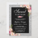 Search for silver glitter sweet 16 invitations Pink