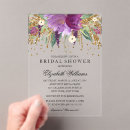 Search for clear bridal shower invitations Floral
