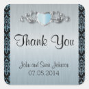 Search for blue damask wedding stickers Thank you