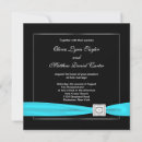 Search for teal and black wedding invitations Blue
