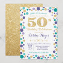 Search for teal gold 50th birthday invitations Fiftieth