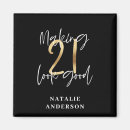 Search for 21st birthday magnets Black and gold