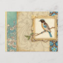 Search for birds on a branch postcards Blue