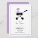 Search for pram baby shower invitations Gingham