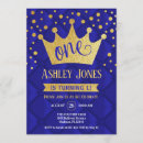 Search for crown 1st birthday invitations Gold glitter