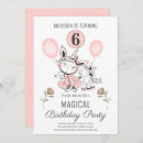 Search for unicorn 6th birthday invitations Girl