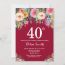 Search for burgundy floral birthday invitations Adult birthday party