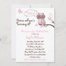 Search for owl birthday invitations Pink
