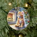 Search for orange tabby cat christmas tree decorations Kitten