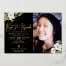 Search for floral bar bat mitzvah invitations Real gold foil