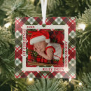 Search for red and green plaid christmas tree decorations Baby's first christmas