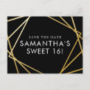 Search for sweet 16 save the date postcards Black