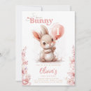 Search for bunny 1st birthday invitations Pink floral bunny