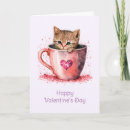 Search for cute cat valentines day cards Pink hearts