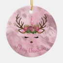 Search for pink reindeer christmas tree decorations Xmas