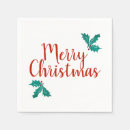 Search for holly leaves napkins Red berries