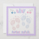 Search for baby footprints invitations Pink and blue
