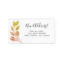 Search for fall leaves return address labels Watercolor