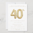 Search for balloons 40th birthday invitations Gold