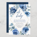 Search for navy blue and white baby shower invitations Minimalist